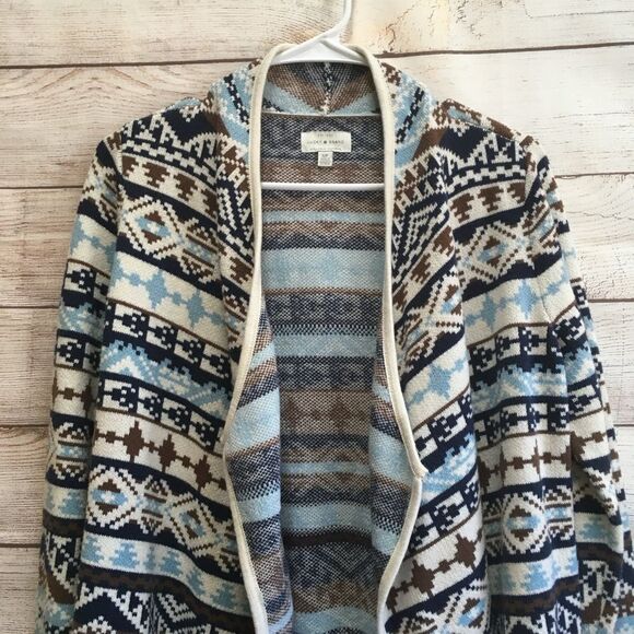 LUCKY BRAND OPEN FRONT SWEATER IN AZTEC PRINT‎ - Picture 4 of 6